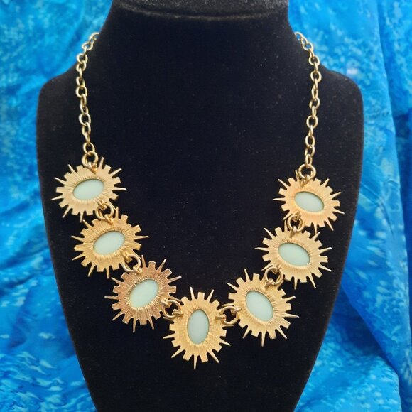 Starburst Necklace, Pale Blue/Gold-tone - Picture 2 of 3